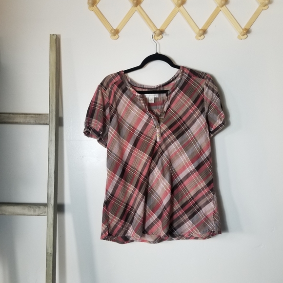CHRISTOPHER & BANKS PUFFED SLEEVE BLOUSE SIZE MEDIUM - Picture 1 of 11